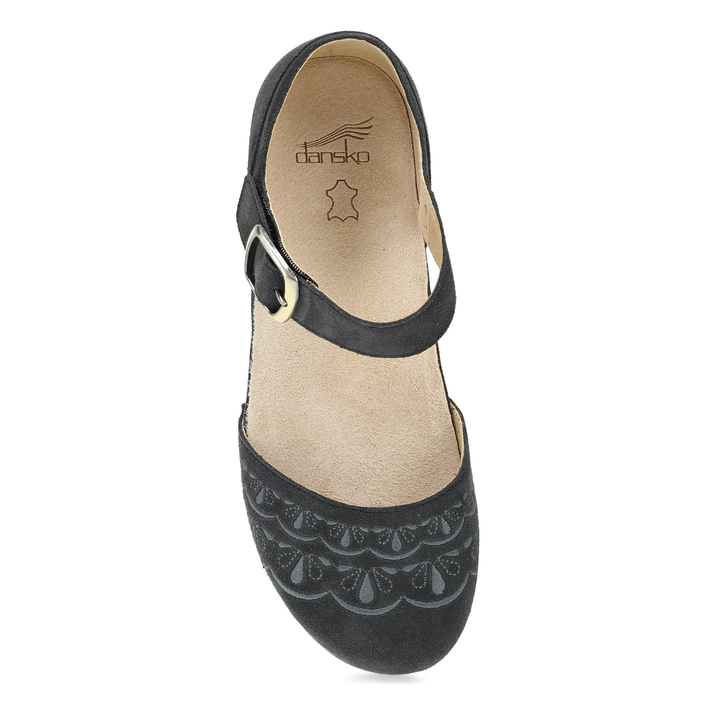 Mae Charcoal Embroidered Suede - Image 5